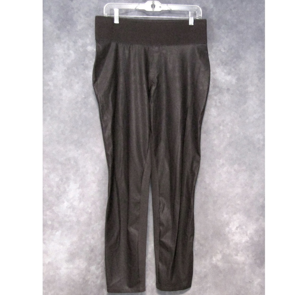Diane Gilman DG2 Faux Leather Front Pants Taupe M
